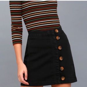 Free People Black Button Up Skirt